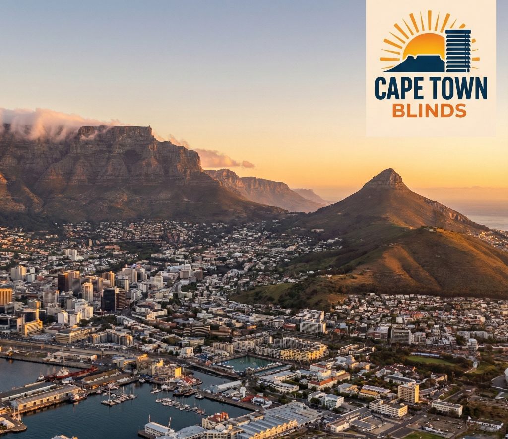 City Bowl Cape Town with Table Mountain and CBD - urban blinds installation