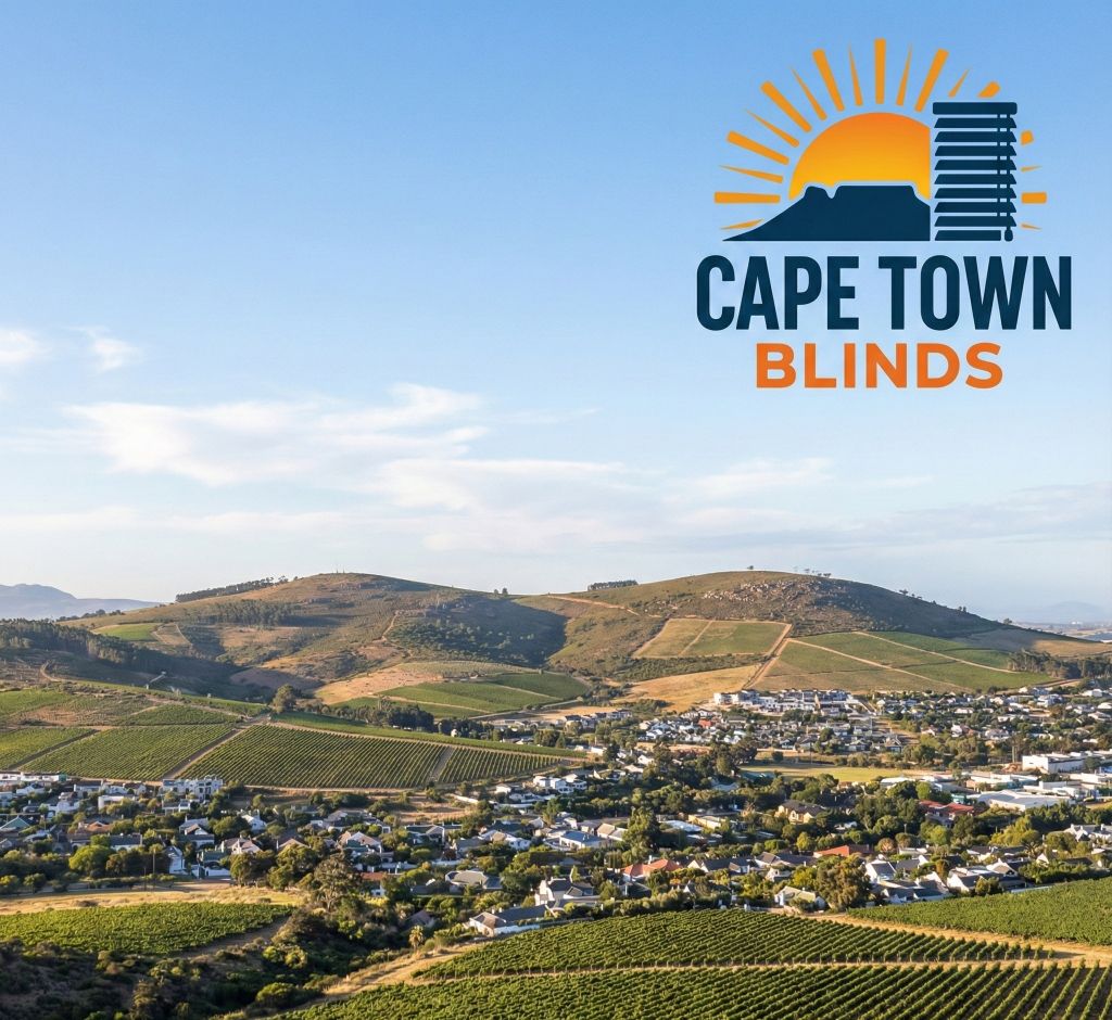 Durbanville wine valley with vineyards and executive homes - Cape Town's premier wine country requiring specialist blinds for large estates